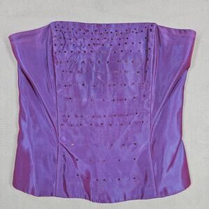 Vintage Jessica McClintock Gunne Sax Corset Top Sz 3 Strapless Beaded Iridescent